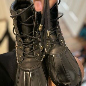 Sam Edelman boot bundle Black & Grey pairs of  Lace-Up Boots with Floral Pattern